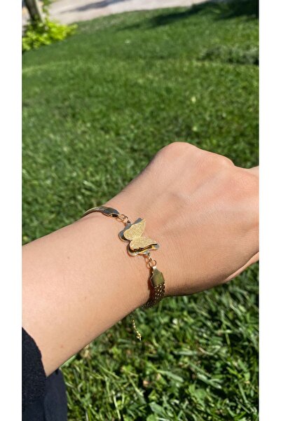 JustGAF Gold / Gold Color Butterfly Figured 316L Steel Bracelet