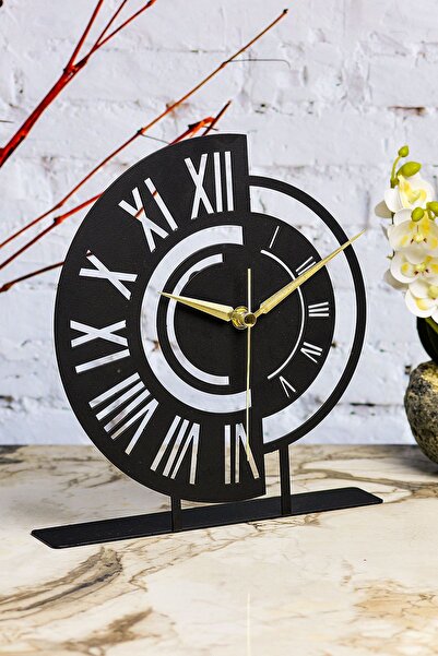 Muyika Design Muyika Ruota Siyah Metal Dekoratif Masa Üstü Saati 25x23cm Mms-m