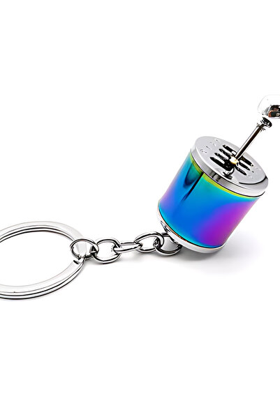 ŞEN AKSESUAR Renkli Hareketli Araba Manuel Vites Anahtarlık Altı Hız Dişli Shifter Topuzu Metal Anahtarlık