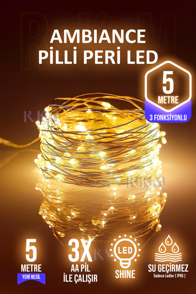 rkm store Peri Led Dekoratif Led Aydınlatma 5 Metre Gün Işığı 3 Foksiyonlu 5 ...