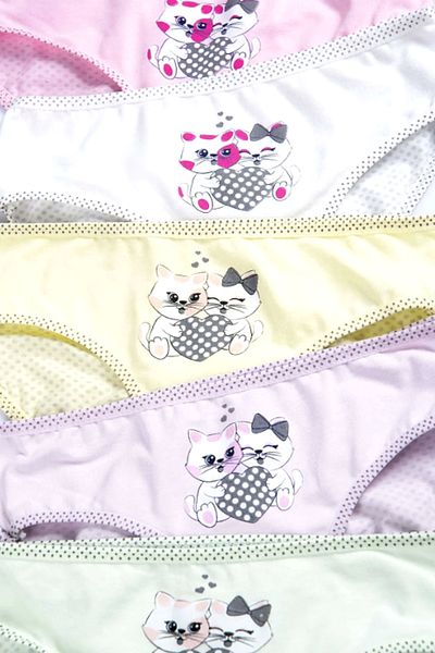 Happy Fox Set de 5 chiloți din bumbac pentru fetiță, cu imprimeu Lycra