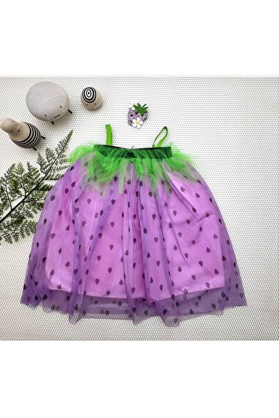 Kokosh kidss Girl's Strawberry Patterned Costume and Buckle Set