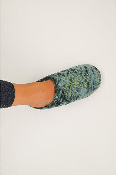 PUSKAS Kadın Çiçek Detaylı Kışlık Terlik Ev Terliği 00167