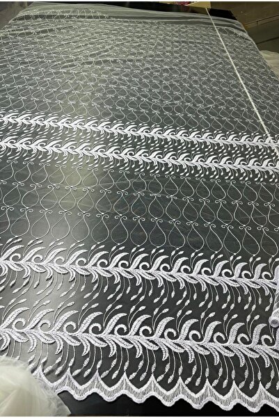 ÇAĞDAŞ 19 Meters Ecru Brode Tulle Curtain Seamless Height 280 cm - 8Ht905