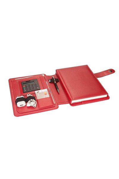 2K Diplomat Organizer with Phone Case Undated Checkered 17x24 Notebook - Red