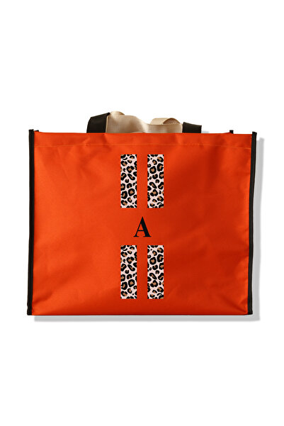 MelsandMano Mels and Mano Kişiye Özel İmpertex Shopping Bag Kiremit - Leopar A