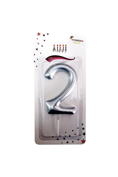 Öz-bal 13.5 Cm Silver Colored Large Size Candle - for Birthday and Celebration