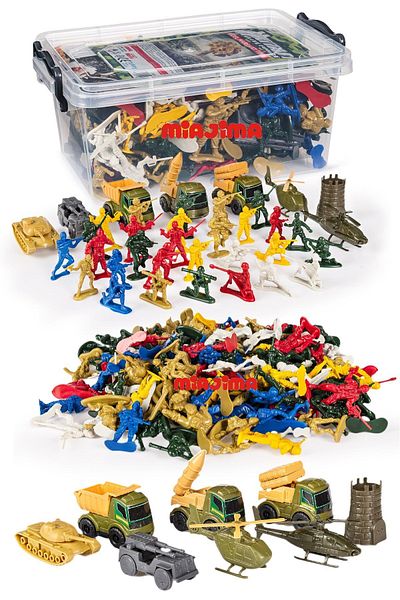 Miajima Pvs Boxed 108 Piece Toy Soldier Set - S400 Tank, Helicopter and Rocket Truck Etc