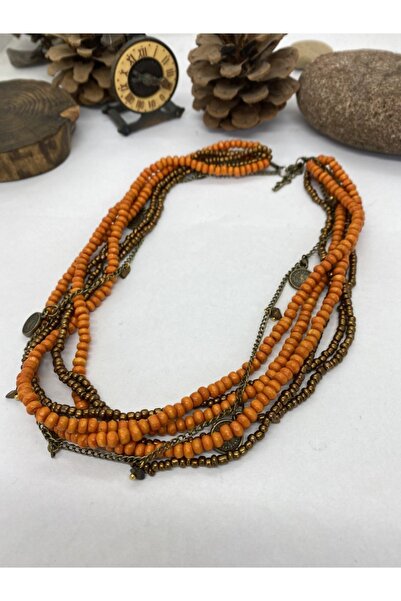 Porsuk Alternatif El Yapımı Etnik Otantik Hippi Bohem Ahşap Boncuk Kolye