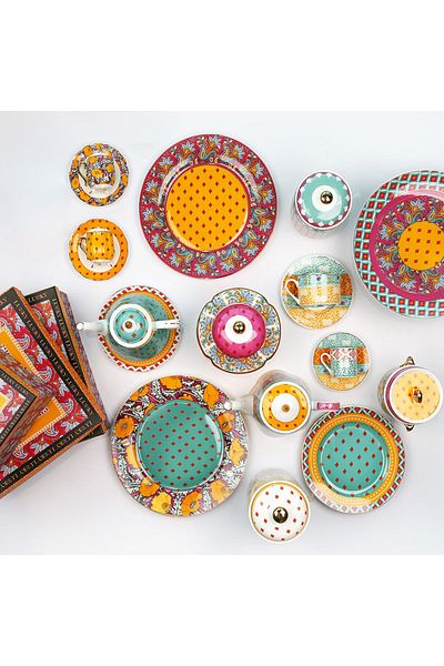 Lucky Art Eliana Bone 4-Piece Porcelain Teacup Set - Mixed Pattern