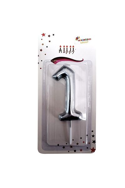 Öz-bal 13.5 Cm Silver Colored Large Size Candle - for Birthday and Celebration