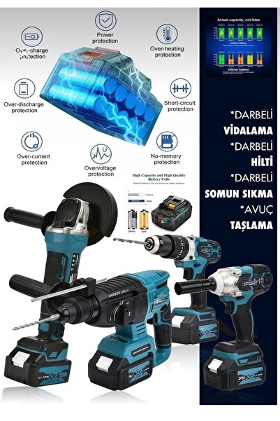 DYNAMİC MAX 4'lü 128Vf Şarjlı Delici Kırıcı Hilti 125mm Şarjlı Taşlama+şarjlı...