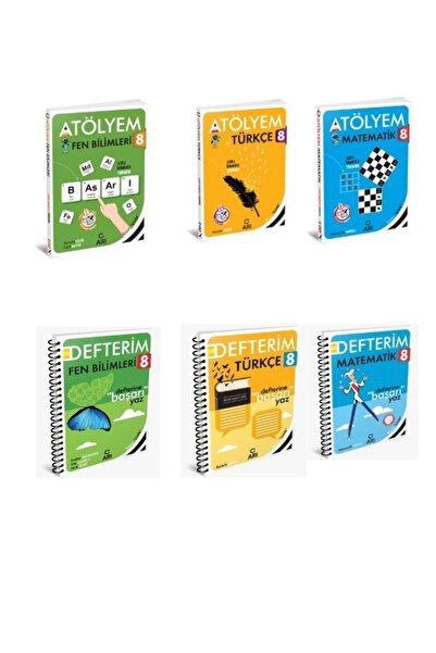 Arı Yayıncılık 2025 Basım 8.Sınıf Fen -Türkçe -Matematik Atölyem+ Defterim(6K...