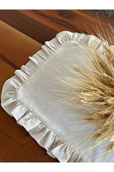 mudita home design Linen Vintage Runner - Frilly, Raw, Natural Cotton