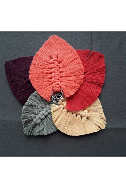 CC DOĞAL VE ORGANİK ÜRÜNLER El Yapımı Makrome Yaprak Anahtarlık 25 Adet Jelat...