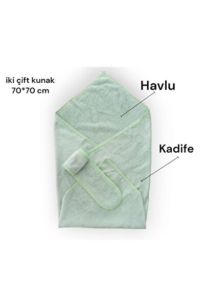 Bebek Panyo Havlu Çift Yüzlü ( Havlu*kadife ) Yeşil Renkli (havlu Kemer )