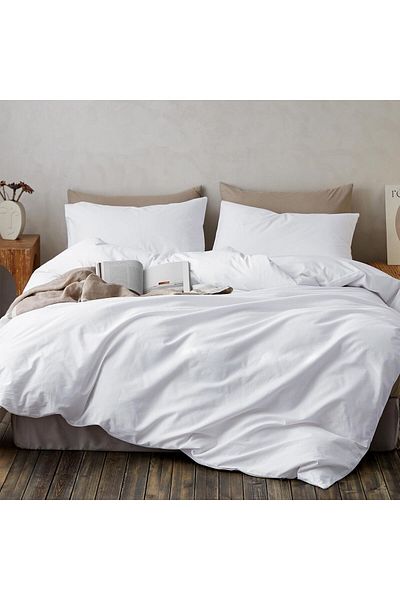 Belsina Home Λευκό Παπλωματοθήκη Παπλωματοθήκη & Επένδυση με Χοντρό Δόντι με φερμουάρ - 160x220 cm