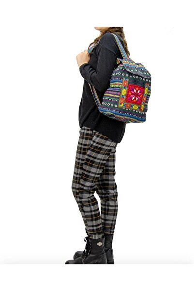 Erzeno Kilim Desenli Otantik Motif Heybe Sırt Çantası