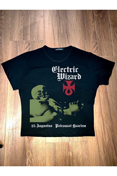 MAYDAY CULTURE Γυναικείο μπλουζάκι με στάμπα με λαιμόκοψη σε μήκος μέσης