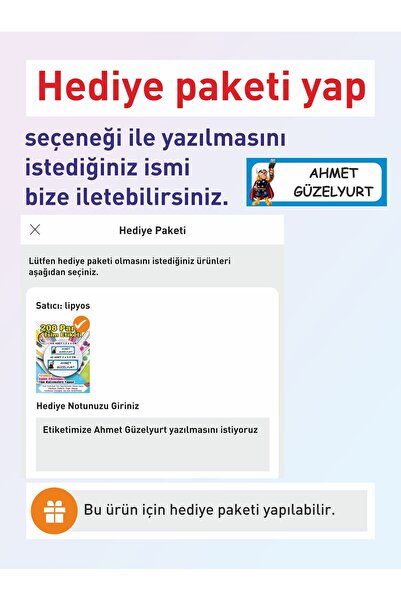 LİPYOS Okul Etiketi Kalem Defter Etiketi Kişye Özel İsim Yazılabilen Etiket 208 Parça