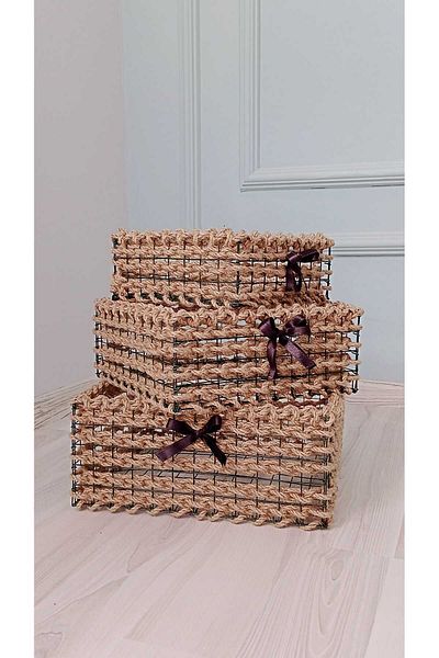 Egindra Wicker 3-Piece Cornered Basket Set-fruit-bread-potato-onion Basket-organizer