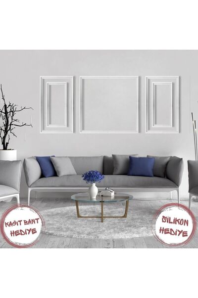 Mismuka Poliüretan Boyanabilir Dekoratif Duvar Çıtası Montaja Hazır Kesilmiş 3 cm Motifli Çerçeve 5’li Paket