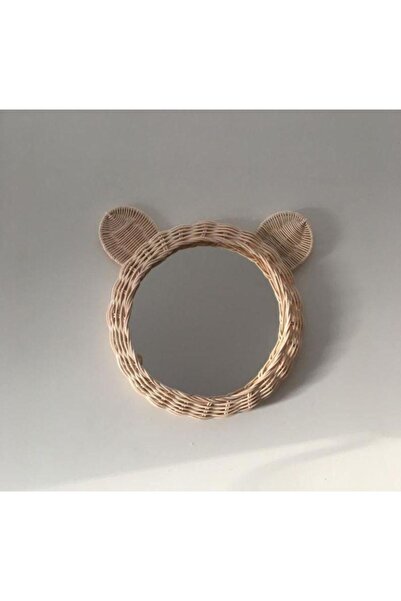 Veneris Home 20 Cm Kulaklı Ayna Çocuk Odası Rattan Bambu Hasır Duvar Aynası