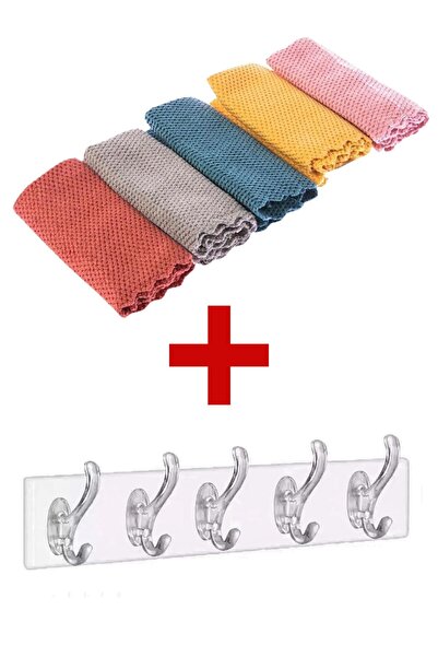 homeneeds قطعة قماش تنظيف من الألياف الدقيقة مكونة من 5 قطع وشماعات حائط شفاف...