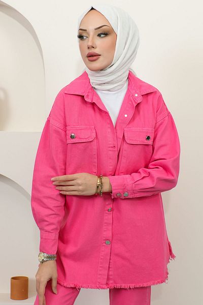 benguen 5718 Tasseled Jacket Trousers Double Set Pink
