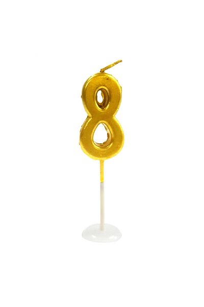 Öz-bal 8 Cm Colored Gold Candle - Small Size Number, Birthday and Party Candles