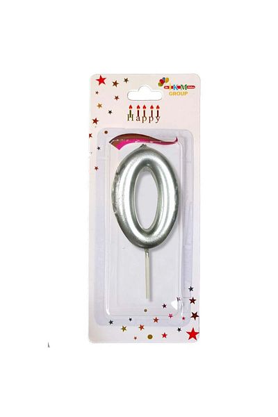 Öz-bal Medium Size 3 Number Silver Colored Candle - 12 Cm Party and Birthday