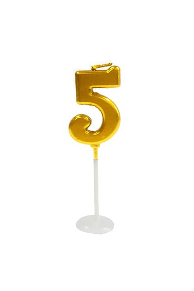Öz-bal 8 Cm Colored Gold Candle - Small Size Number, Birthday and Party Candles
