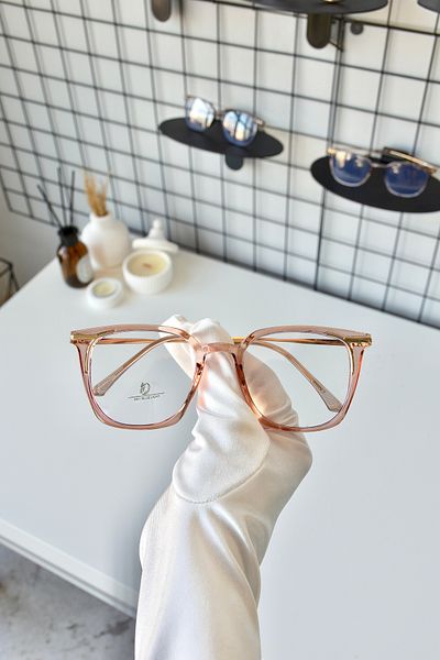 LOOKUP NEW Nude Honey Color Pink Rectangle Women's Men's Clear Blue Light Protection Blue Block Glasses with Filter