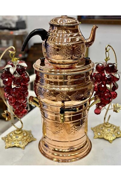 Yıldız çelik Bakır lüks odunlu 5 litre semaver