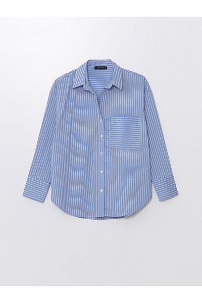 大学 兄弟割引 LC Waikiki Poplin Fabric - Striped Long Sleeve Women's Shirt Clothing