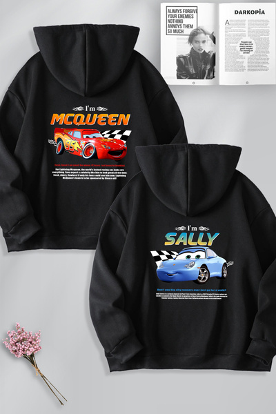 darkopia Sevgili Çift Kombin McQueen ve Sally Yarış Baskılı Özel Tasarım Kapü...