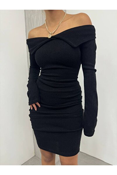 MST CLOTHİNG Πλεκτό Μίνι Φόρεμα - Γυναικείο, Γιακάς Μαντήλι