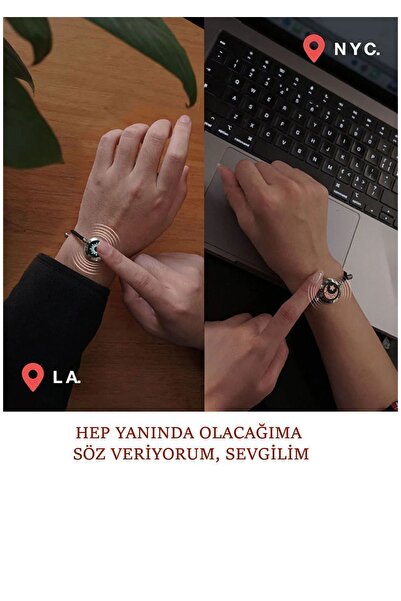 Totwoo Mesafe Bilekliği - Akıllı Dokunmatik Sevgililer Bilekliği