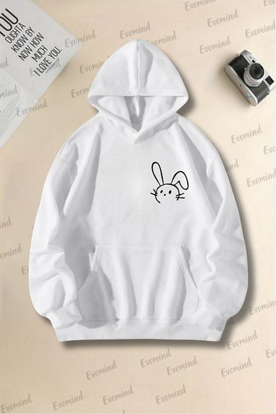 Evomind Φούτερ Unisex Oversize με στάμπα Rabbit - Ενήλικες και παιδιά