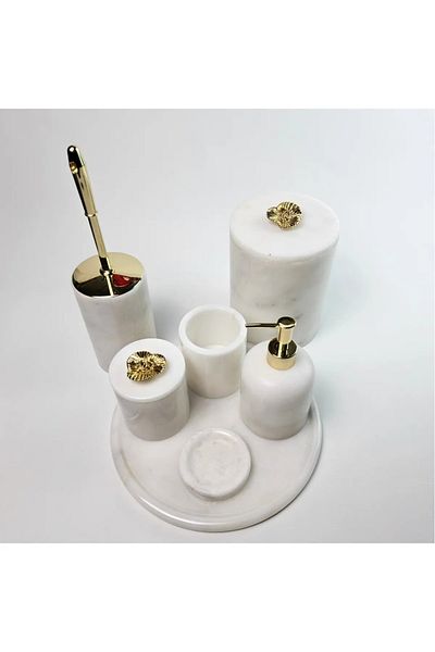 ege gross White Marble Bathroom Set 7Li/Marble Bathroom Set