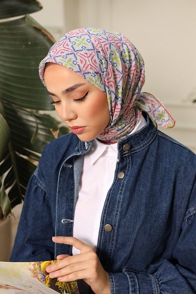 Silk Home Eșarfă cu model busolă din bumbac moale