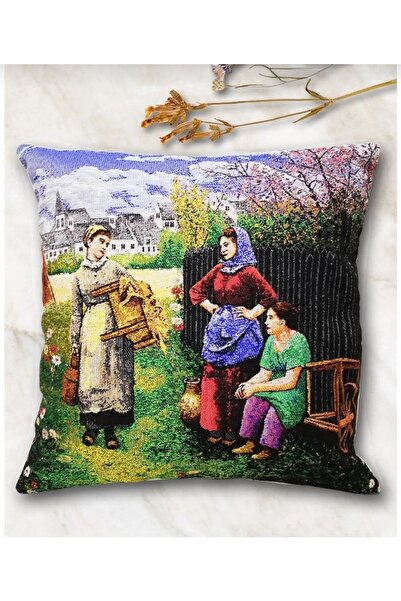 KIRLENT EV Tapestry Woven Women Fence Pattern Throw Pillow Cover