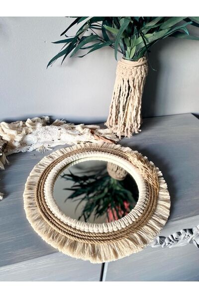 kattuna Wall Decoration Art Makrome Ayna Duvar Dekorasyon Ürünü