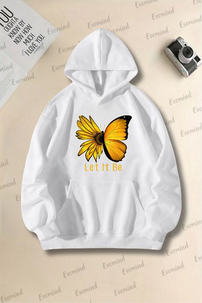 Evomind Φούτερ Unisex Oversize με στάμπα κίτρινης πεταλούδας - Ενήλικες και Παιδιά