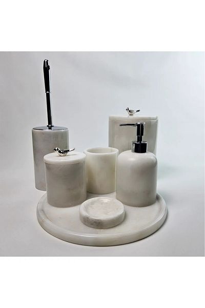 ege gross White Marble Bathroom Set 7Li/Marble Bathroom Set