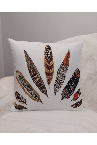 KIRLENT EV Red Feather Pattern Throw Pillow Case