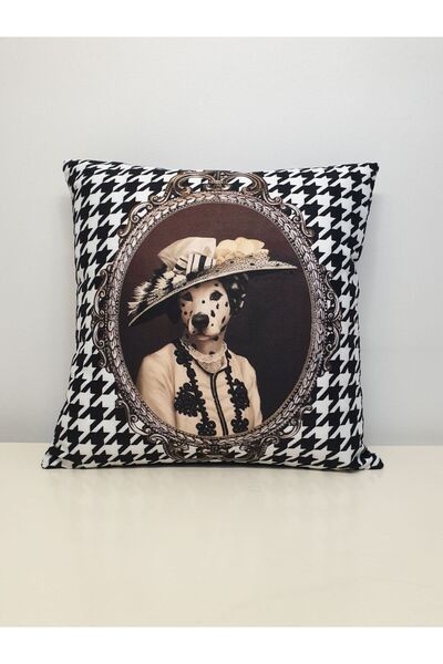 KIRLENT EV Husă de pernă cu model Queen Dog Houndstooth