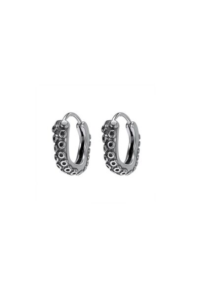 Viking 316L Gothic Anti-Tarnish Stainless Steel Earrings - Octopus Touching D...