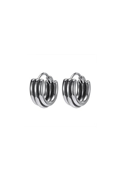 Viking 316L Steel Thick and Striped Hoop - Non-Tarnish and Stainless Wide Ear...