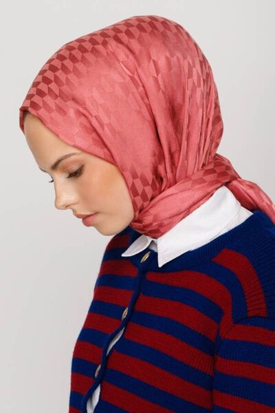 VALORSCARF شال جاكار حريري بنمط Qoza باللون الوردي